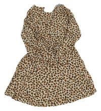 Smetanovo-hnedo-ružové ľahké leopardí šaty Matalan