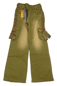 Nové - kahki flare rifle s pruhom a vreckami