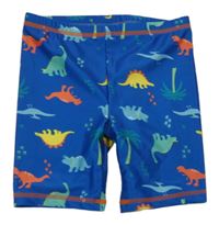 Modré UV kraťasy s barevnými dinosaury 