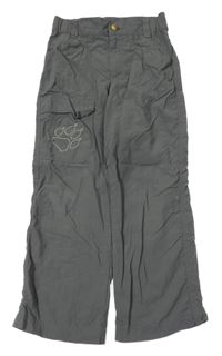 Tmavošedé šusťákové kalhoty s logem Jack Wolfskin