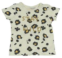 Krémové tričko s leopardím vzorom a nápisom Primark