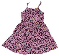 Ružové bavlnené šaty s leopardím vzorom Matalan