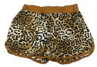 Hnedo-čierne kraťasy s leopardím vzorom