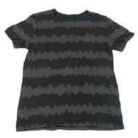 Čierno-antracitové pruhované tričko Primark