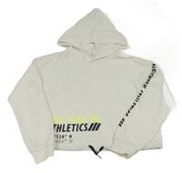 Biela crop mikina s nápismi a kapucňou H&M