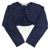 Tmavomodré trblietavé svetrové bolerko H&M