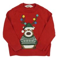 Červený sveter so sobom H&M