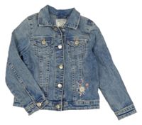 Modrá rifľová bunda s kvetmi C&A