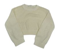 Biely perforovaný crop sveter H&M