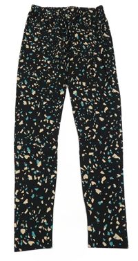 Černo-tyrkysovo-béžové vzorované legíny X-mail