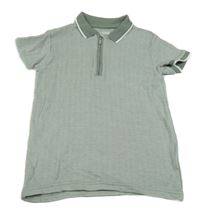 Kaki-biele melírované polo tričko Nutmeg