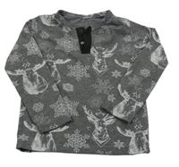 Sivo-biele tričko s vločkami a jeleňmi