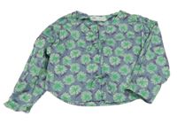 Nové - Šedomodro-zelená květovaná halenka Zara