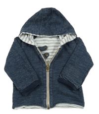 Tmavomodrá melírovaná obojstranná prepínaci mikina s kapucňou