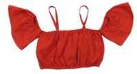 Červený crop top s holými rameny Shein