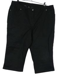 Dámske čierne capri elastické rifle s výšivkou Bonprix