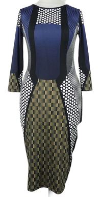 Dámské tmavomodro-bílo-černé vzorované šaty Topshop 