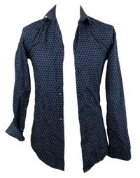 Pánska tmavomodrá vzorovaná slim fit košeľa H&M