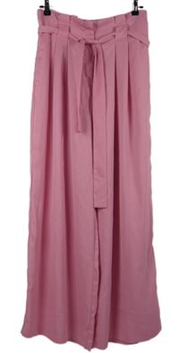 Dámské růžové volné kalhoty s páskem River Island 