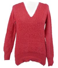 Dámsky tmavoružový chlpatý sveter M&S