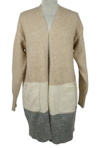 Dámský světlerůžovo-šedo-bílý svetrový cardigán F&F