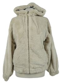 Dámská béžová kožešinová bunda s kapucí F&F