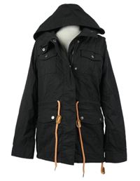 Dásmká černá puntíkovaná plátěná jarní parka s kapucí My Hailys 