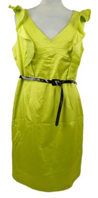 Dámské limetkové pouzdrové šaty s páskem Debenhams 