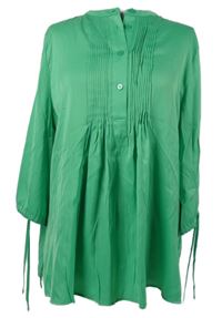 Dámska zelená saténová blúzková á tunika s plisovanáním