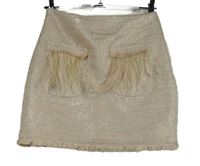 Dámska svetloružová -strieborná melírovaná sukňa s pierkami Zara