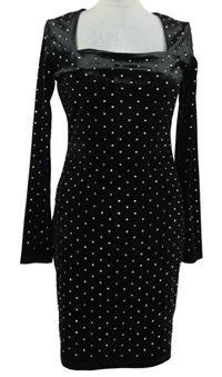 Nové - Dámské černé sametové šaty s kamínky H&M