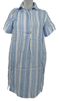 Dámské světlemodro-bílé pruhované košilové šaty M&S