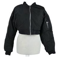 Dámský černý šusťákový crop zateplený bomber H&M