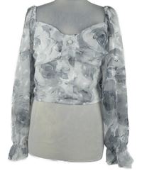 Dámska sivo-biela kvetovaná crop blúzka Shein