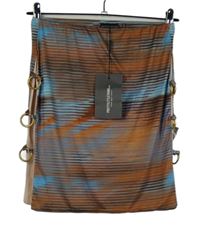 Nové - Dámska hnedo-modrá prúžkovaná sukňa s prestrihmi PrettyLittle Thing