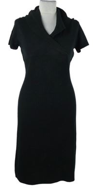 Dámske čierne svetrové šaty s golierom Orsay