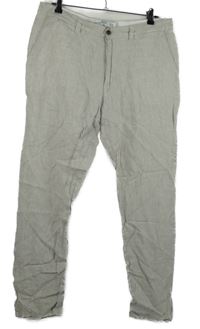 Pánské béžové lněné slim kalhoty Denim vel. 36/30