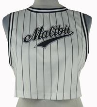 Dámský bílo-černý pruhovaný sportovní crop top s nápisem Terranova 