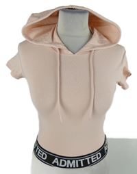 Dámské světlerůžové crop tričko s nápisy a kaupcí FB Sister 