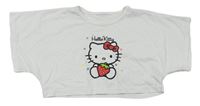 Biele crop tričko s Hello Kitty