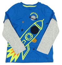 Modro-šedé triko s raketou F&F