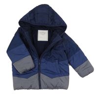 Tmavomodrá šusťáková zimní bunda s kapucí Mothercare