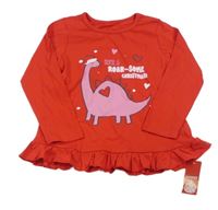 Nové- Červené triko s dinosaurem Dunnes