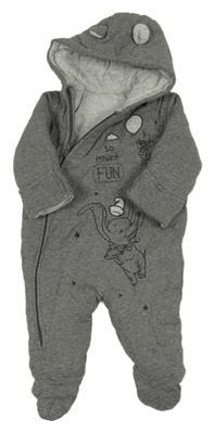 Čierno-biela pruhovaná bavlnená zateplená kombinéza s Dumbem a kapucňou zn. George