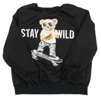 Čierna mikina s medvěďom Shein