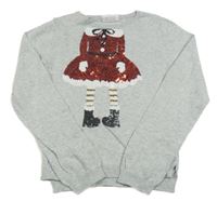 Svetlosivý ľahký sveter s obrázkem z flitrů H&M