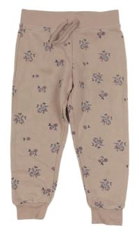 Světlerůžové květinové tepláky Primark