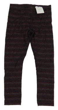 Nové - Černo-barevné pruhované legíny Next