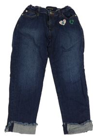 Tmavomodré capri rifle s nášivkami Armani