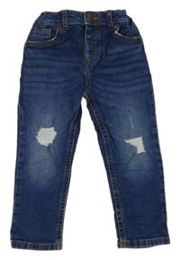 Tmavomodré slim rifle s vyšúchaním River Island